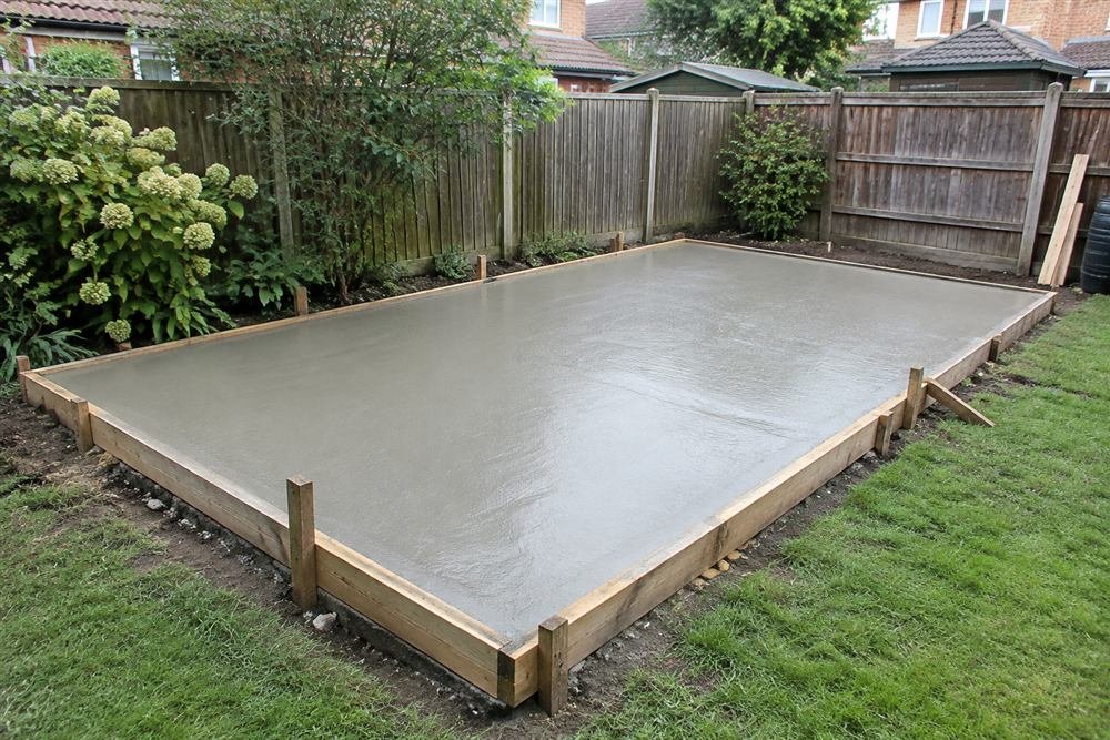 Finished reinforced concrete shed base