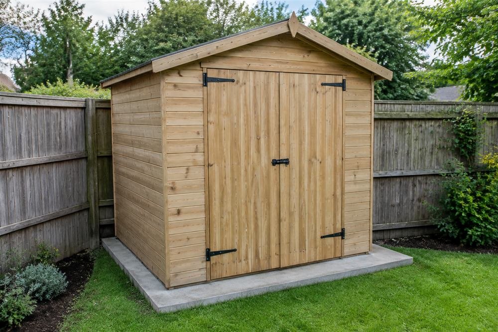 New garden shed installed on a concrete base